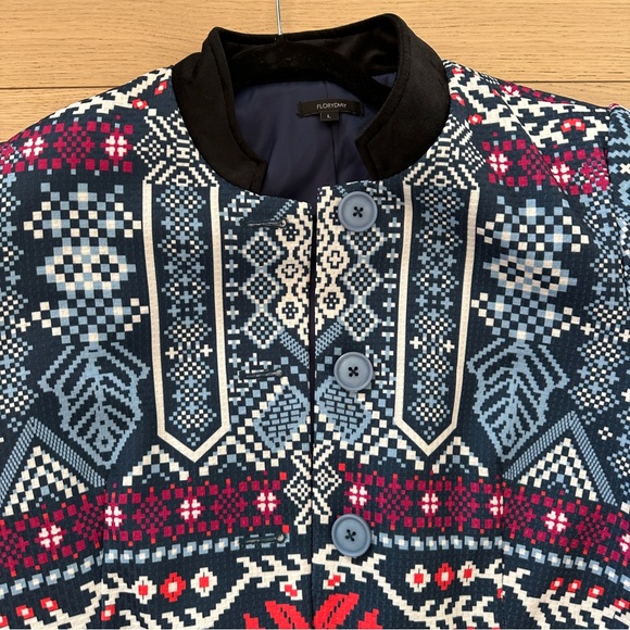 Floryday Multicolor Patterned Longline Jacket Size L - Picture 3 of 6